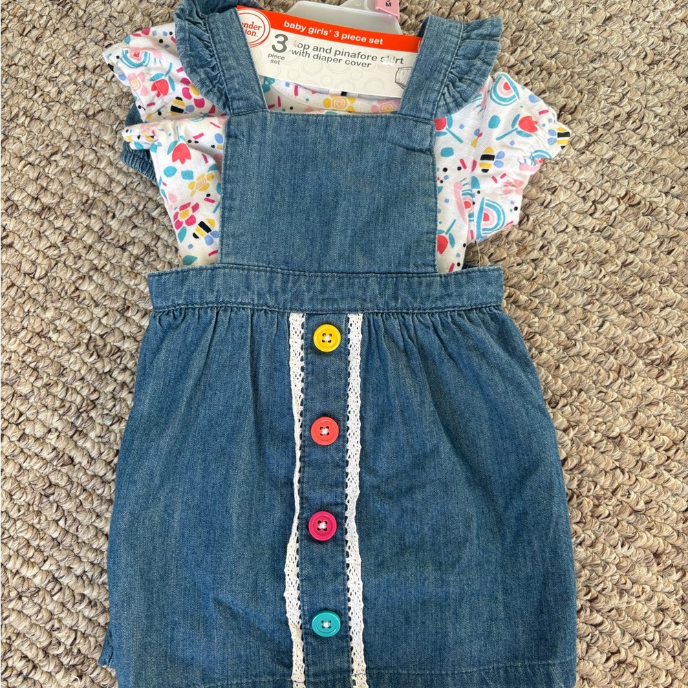 Wonder Nation Denim Overall Dress with Colorful Buttons